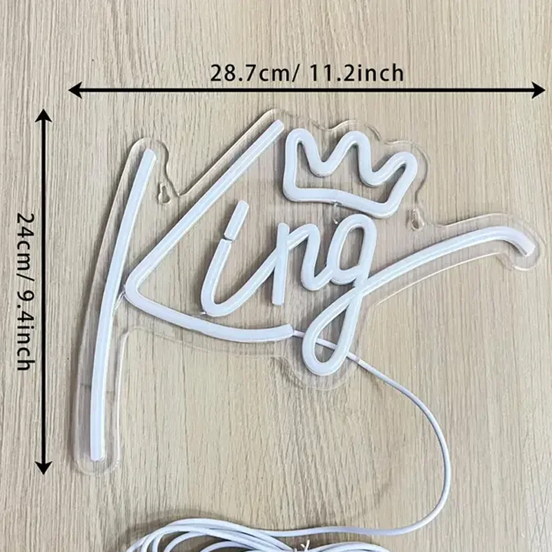 1pc King LED Neon Backboard Light - USB Powered Bedroom Decor with Line Switch