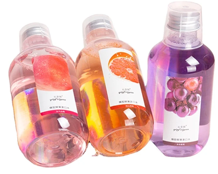 300ml transparent cup aluminum cover portable disposable oral care plastic mouthwash bottle 500ml box capsules