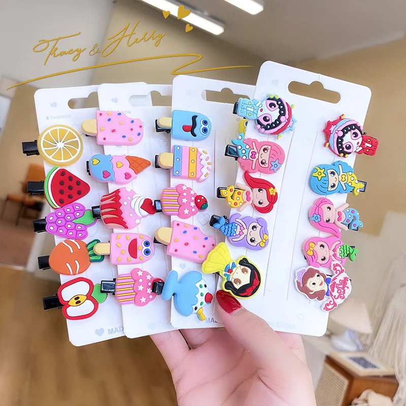 Tracy & Herry Spring 2022 New Fashion Hair Accessories Kids Colorful Cartoon Flat Spring Clips for Baby Girls Cute Hair Clip