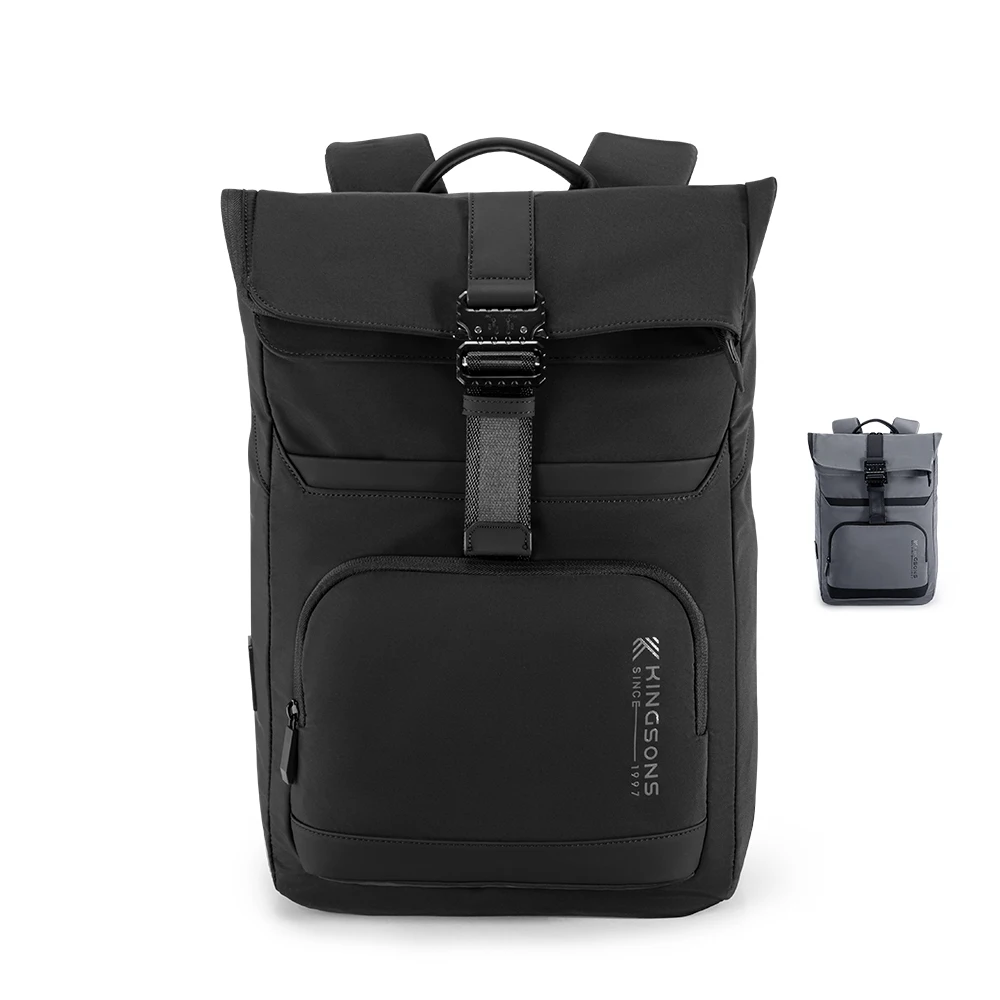 Leisure black/grey laptop backpack with high quality buckle waterproof 15.6 inch laptop backpack for men custom logo travel bags