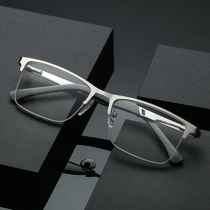 2023 Fashionable Anti Blue Light Eyewear Different Models Progressive Reading Glasses Half Square Metal Frame Optical Glasses