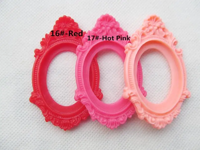 Oval Flatback Resin Hollow Frame Charm Finding  Filigree Flower Border Base Setting Tray  for 30mmx40mm Cabochon/Picture