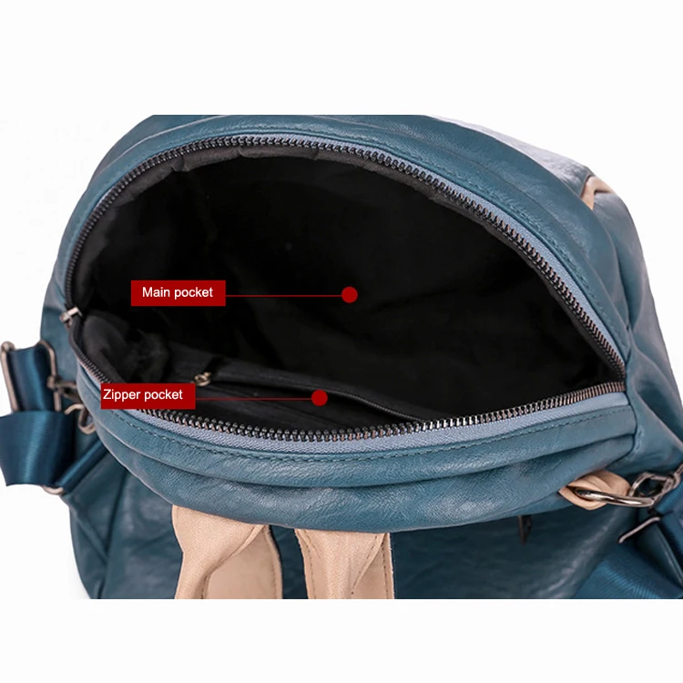 
Fashion Leisure Ladies Girls Pu Leather Double Shoulder Small Backpack With Key Chain Decoration 