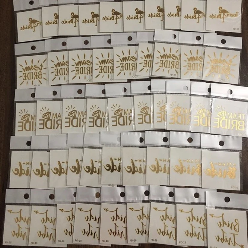 Top Seller Single Party Custom Gold Stamping Sticker Team Bride Temporary Tattoo
