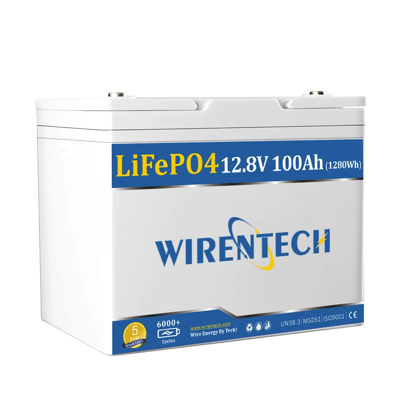 Wirentech UL1973 CE 12V 100Ah Cranking Starting RVs Marine Home Energy Storage Battery Deep Cycling Power Bank