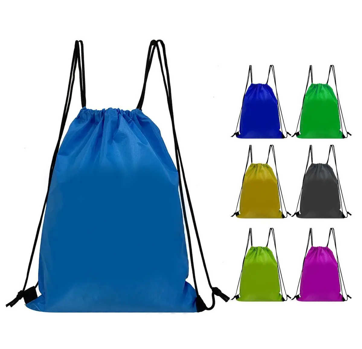 2023 Custom Printed Logo Large Capacity Water Proof Portable Light Weight Recycle Drawstring Backpack Sports String Bag