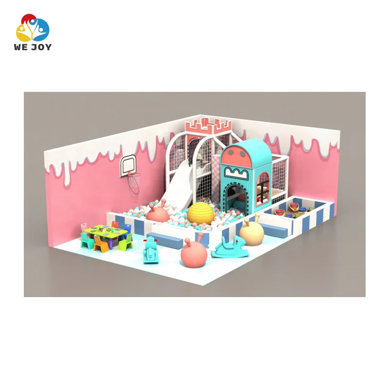 Wejoy play design pastel indoor school soft play set white with pink soft play equipment for kids playroom