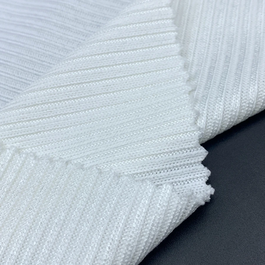Wholesale 95% POLYESTER 5% SPANDEX ring spinning solid  THICK 250gsm custom polyester knit 2*2 rib fabric for sweater