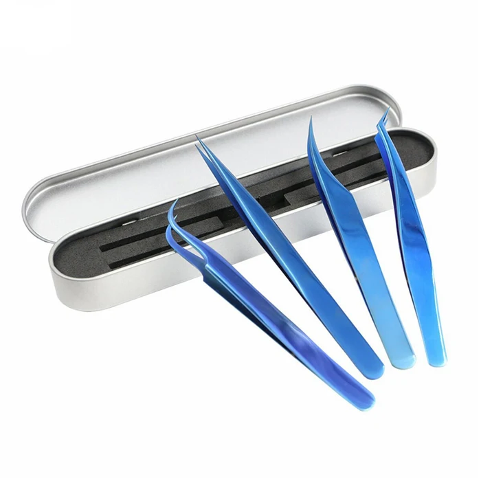 Pink Diamond Stainless Steel Eyelash Tweezers Grip Eyelashes Applicator Pinzette High Quality Volume Lashes Tweezers