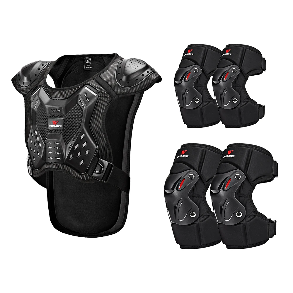 WOSAWE Adult Motorcycle Armor Cycling Skiing Skating Chest Protector  Back Protector Knee Elbow Pads Suit