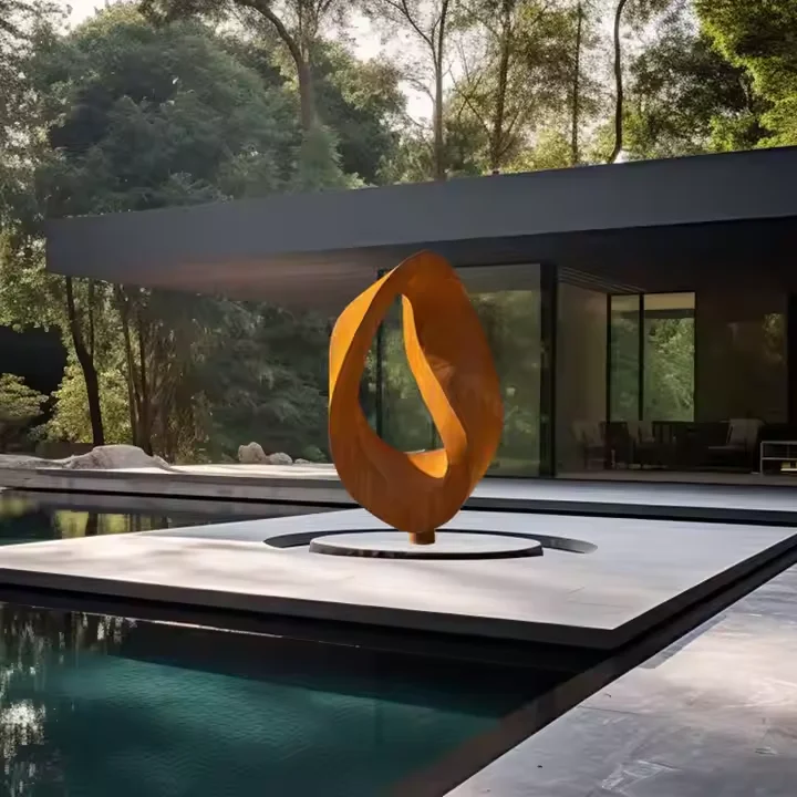 Современная садовая скульптура Corten Steel ориентир дизайн круглая полированная