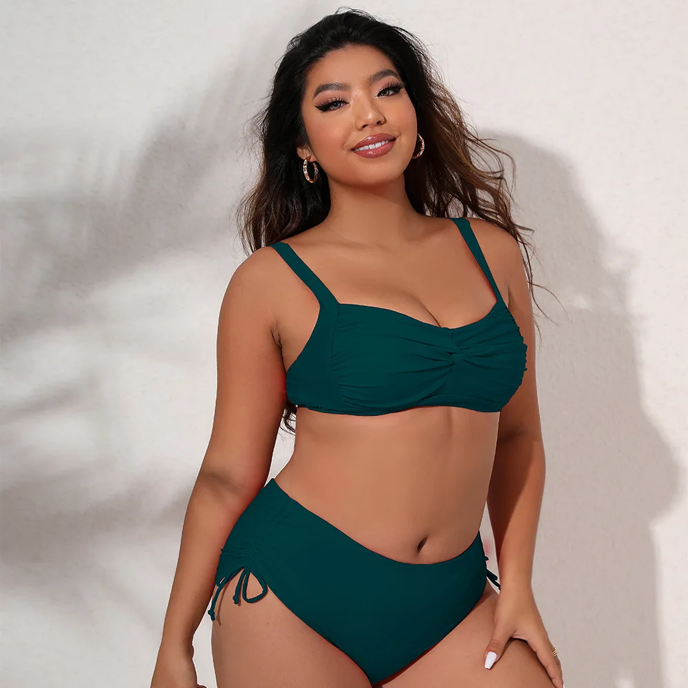 STOCK 6Colors Twist Front Plus Size Swimsuit 4XL Swimwear For Lady