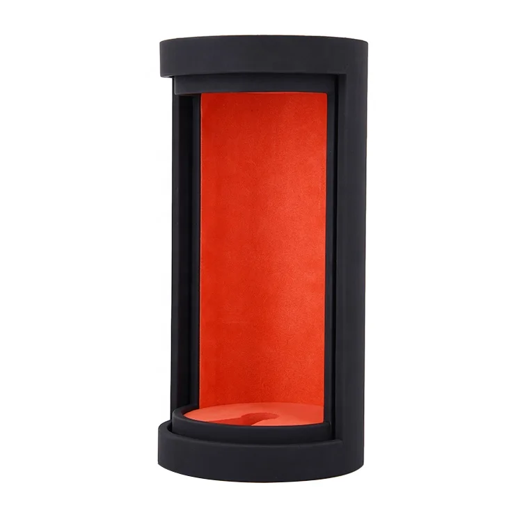 SAMDING box manufacturer rotatable round wood frame leather wine box for one wine bottle