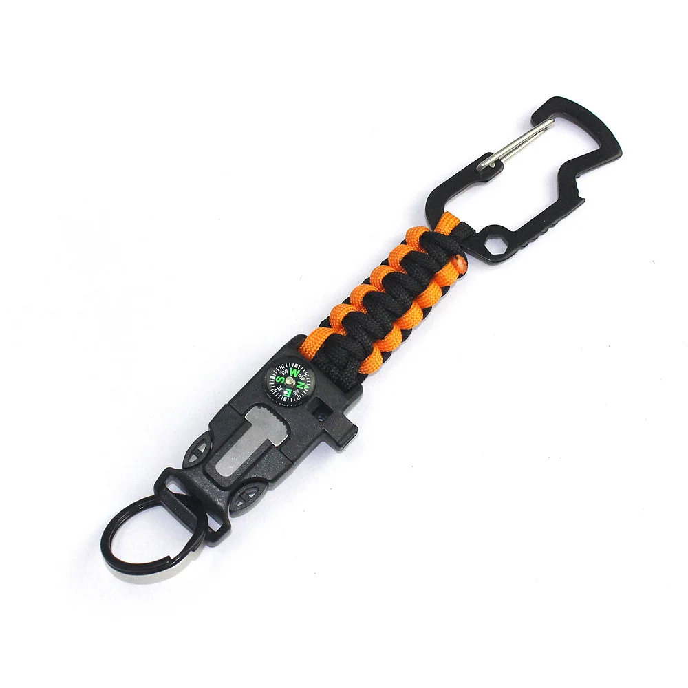 Цветная Пряжка Карабин встроенный компас пламя Стартер Браслет Паракорд Выживание брелок