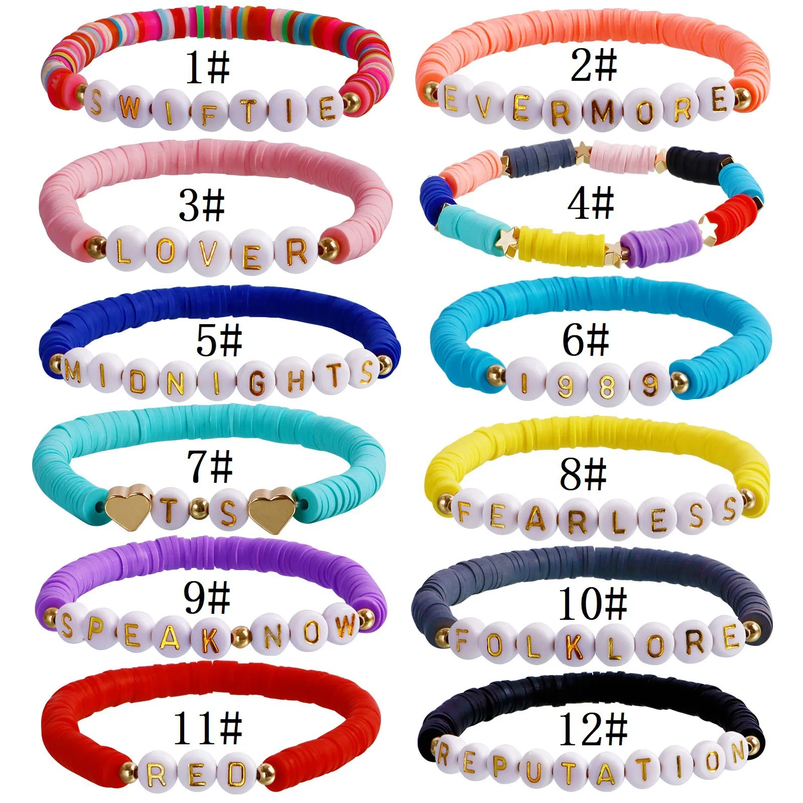 New Taylor Fans Bracelets God Filled Inspired Friendship Fearless Evermore Bracelet Set For Women Clay Heishi Beads Bracelet