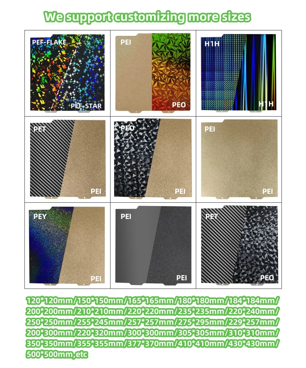 YouQi 257x257 мм 3D-принтер гибкая кровать для печати PEI лист Bambu Lab X1/X1C/X1E/P1P/P1S/A1 3D принтер