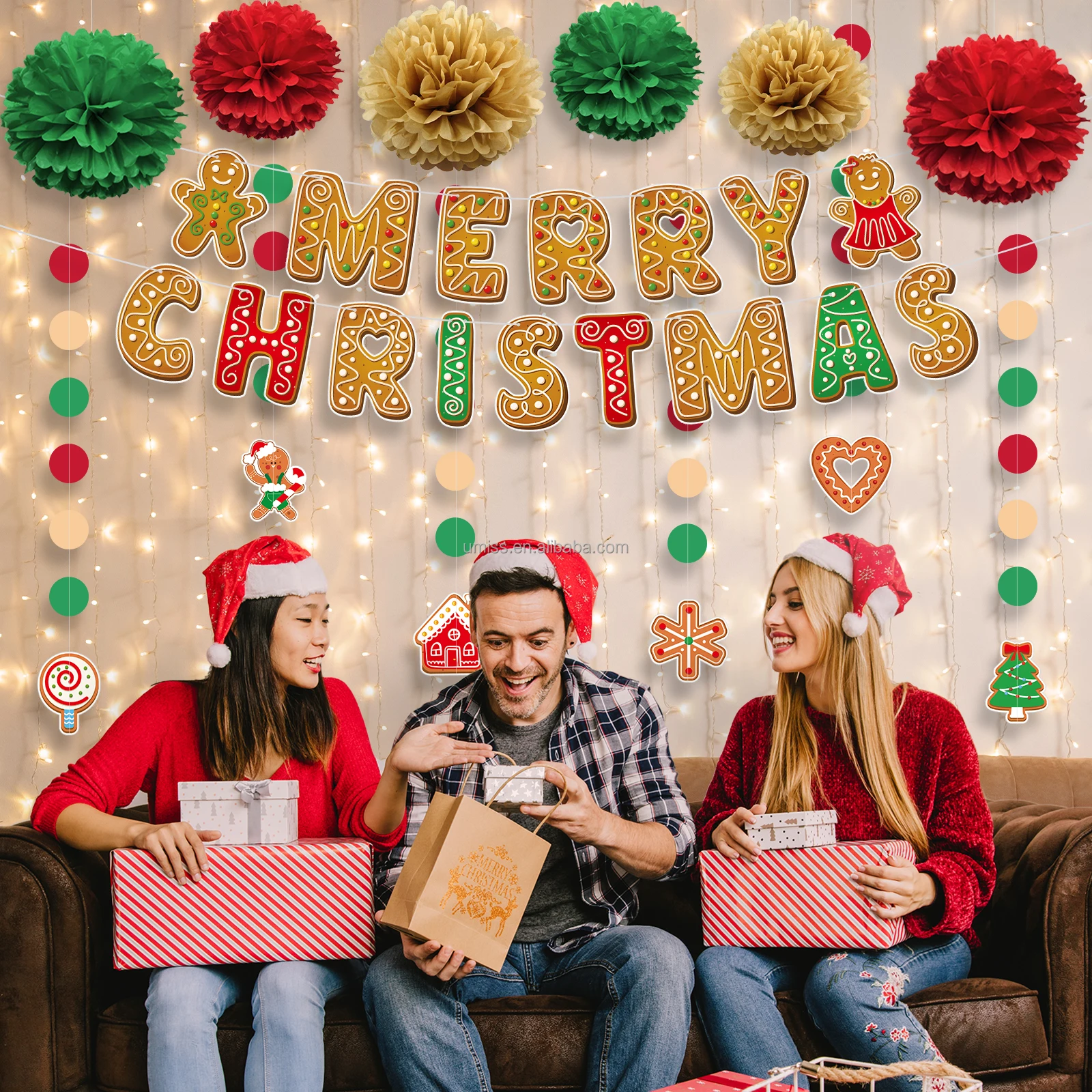 Merry Christmas Photo background coloring poster  Party decoration set Party & holiday paper banner supplies paper home decor
