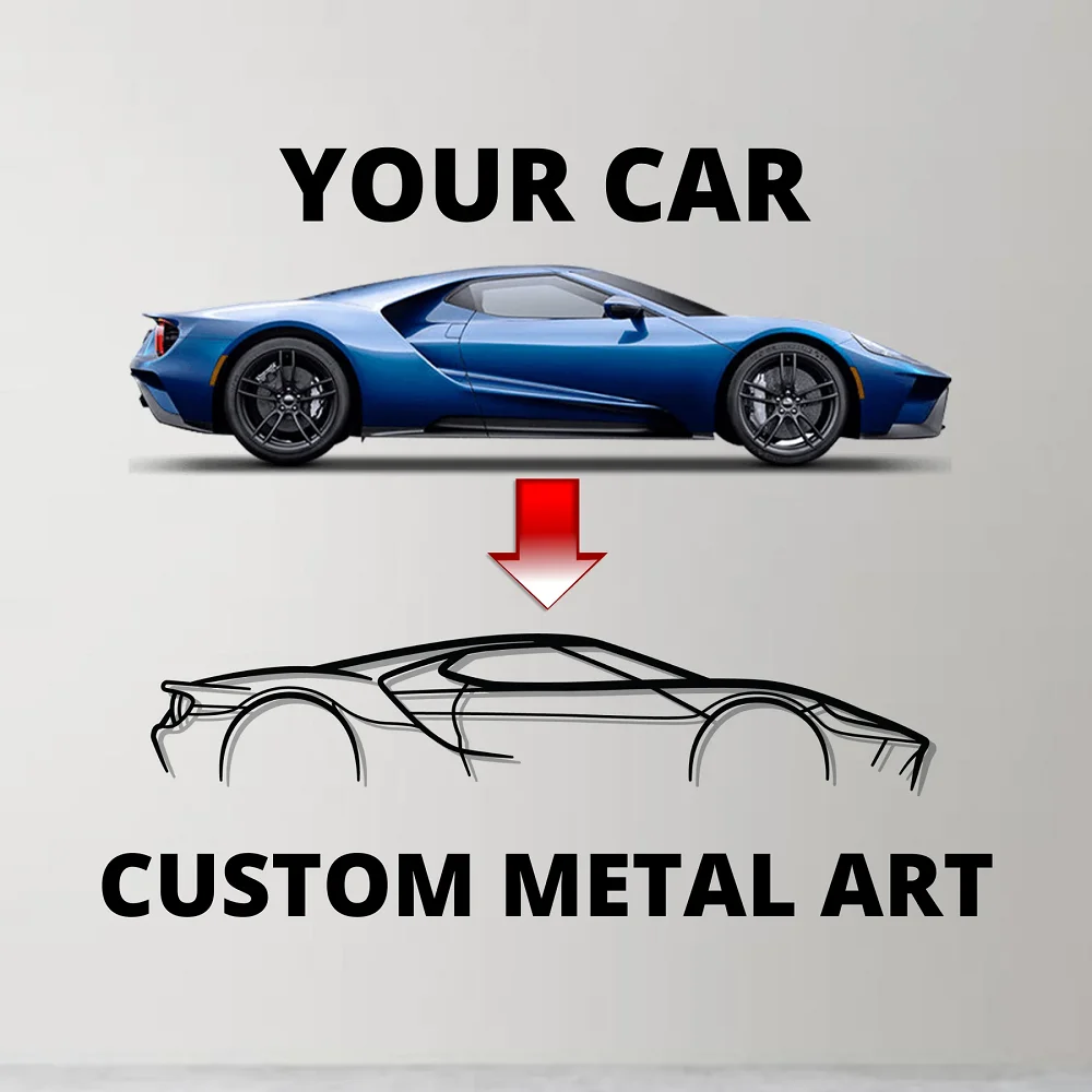Custom Metal Car Silhouette Metal Wall Art Laser Cut Modern Home Decor Metal Wall Art