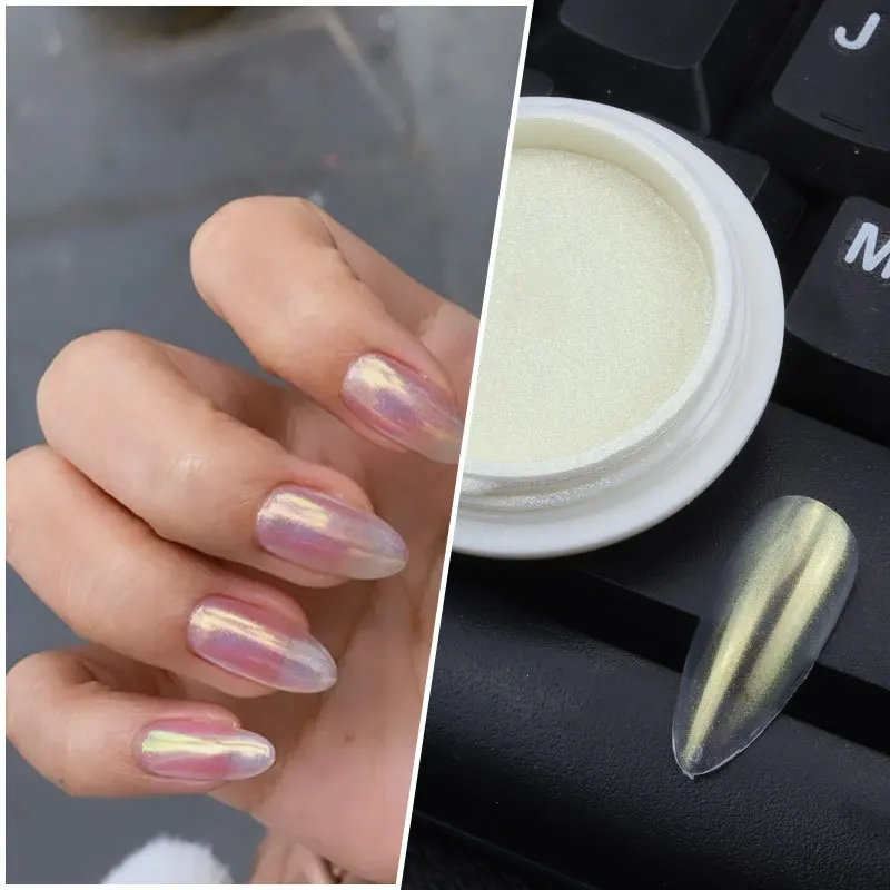 Solid ice aurora powder nail transparent aurora magic mirror powder color acrylic nail beauty powder