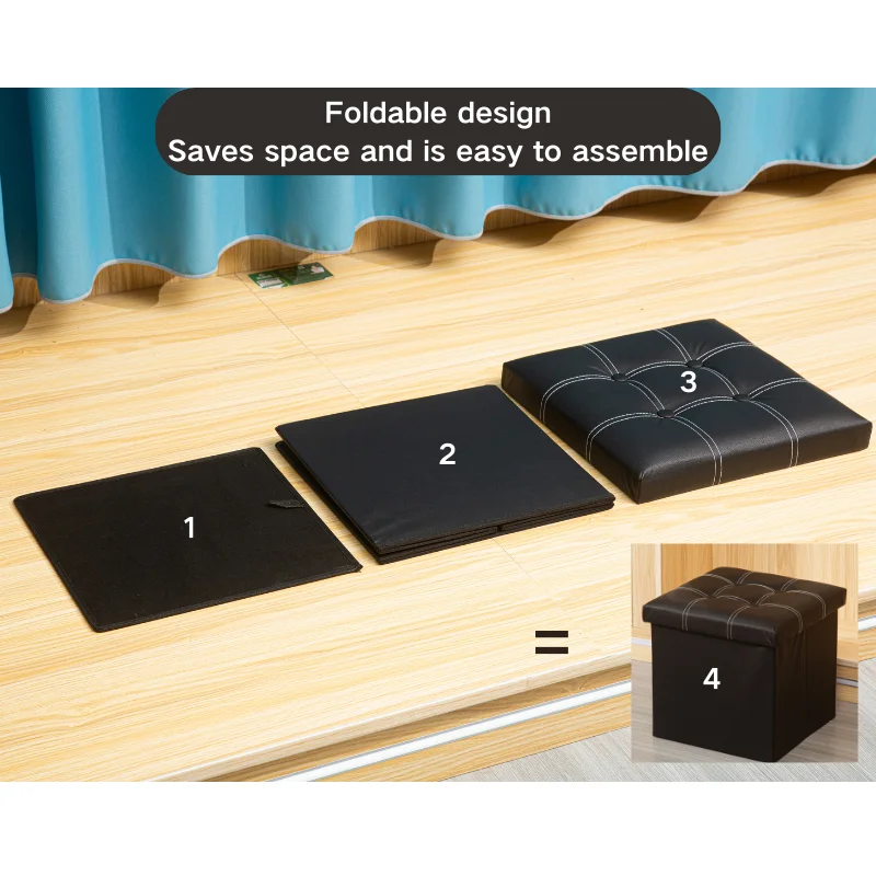 Multi-Functional Large Capacity Leather Storage Bin Foldable with High Strength Density Board Sturdy Sofa Bedroom Application