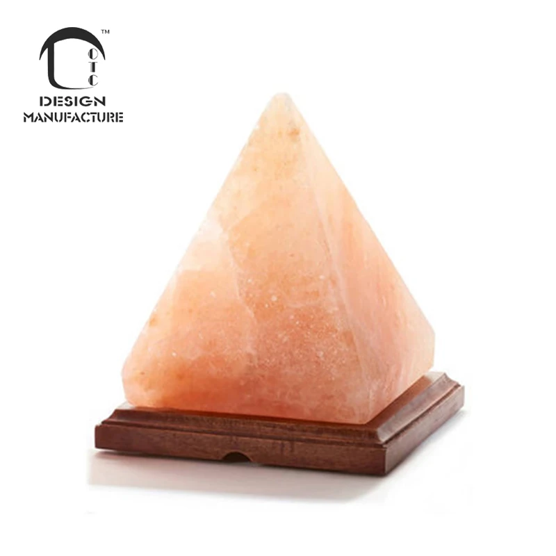 
Producer hot sale SPA hand carved large pyramid Himalayan crystal salt lamp with wooden base 