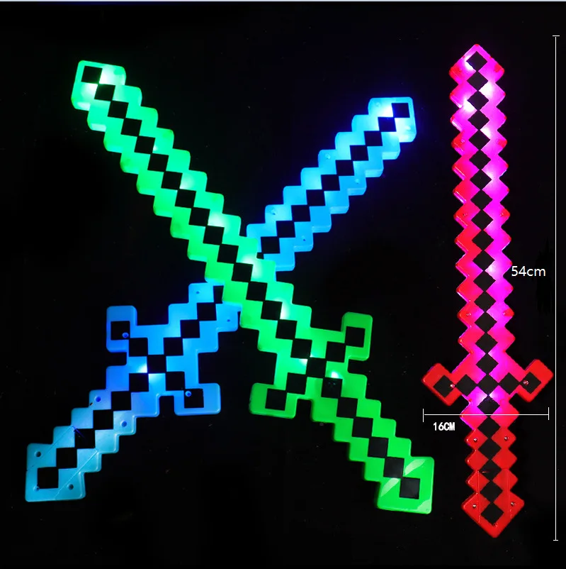 Hot Wholesale Mosaic Pixel Toy Sword Light Party Cosplay Light Up Toys Led Flashing Swords Light Up Swords