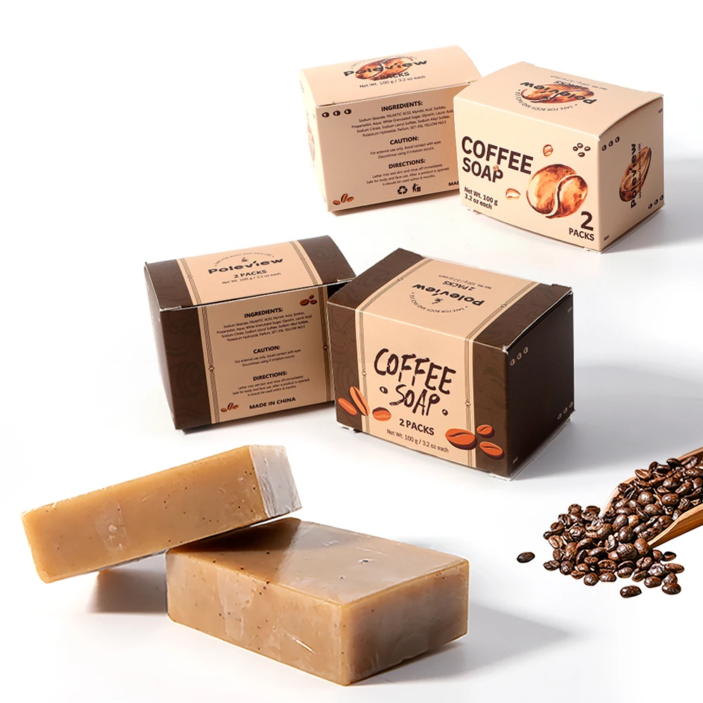 New Products Handmade Solid Bar Soap Organic Coffee Bean Bathing Cleaning Whitening Exfoliating Bath Arabica Coffee Soap