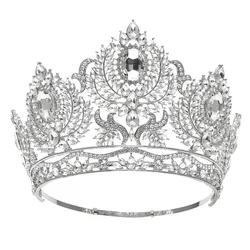 Europe And The United States Super-sized Bride Crown Beauty Pageant Crown For Queens Baroque  Yellow Crystal Full  Crown