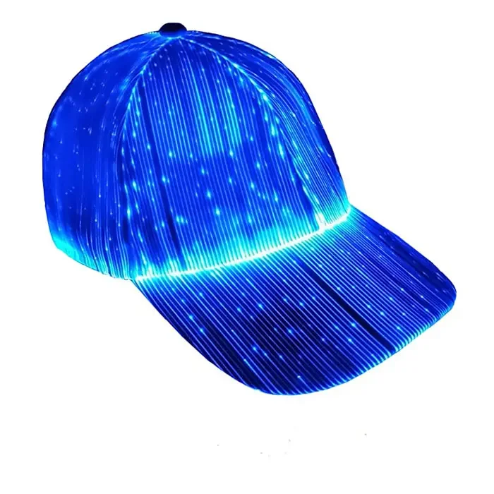 Wholesale price flash light fiber optic hat music festival fiber optic luminous glow in the dark baseball hat gorras led
