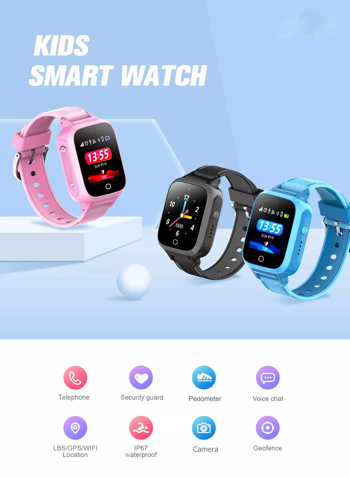 Casmoo factory price china manufacture personal alarm mobile phone gps tracker ce rohs smart watch