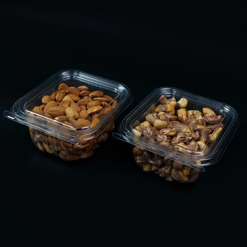 16oz Square Clear Hinged Tamper Evident Container Tamper Resistant Container PET Clear Plastic Food Packaging Deli Container