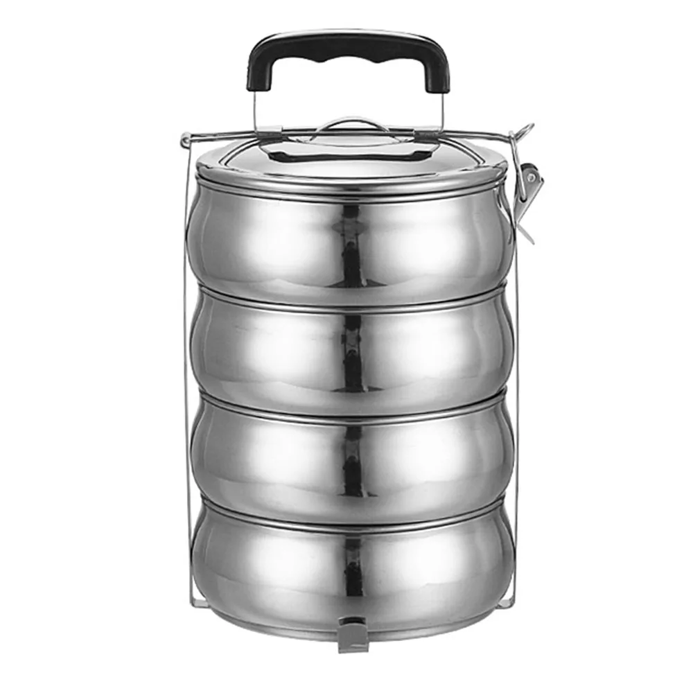 4 compartments food container metal homio lunch boxes tiffin box thermos box for school office 14-18cm