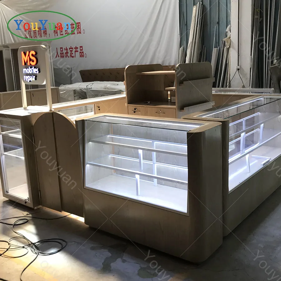 YOUYUAN Retail mall mobile phone accessory kiosk mobile shop counter for sale display cabinet cellphone kiosk