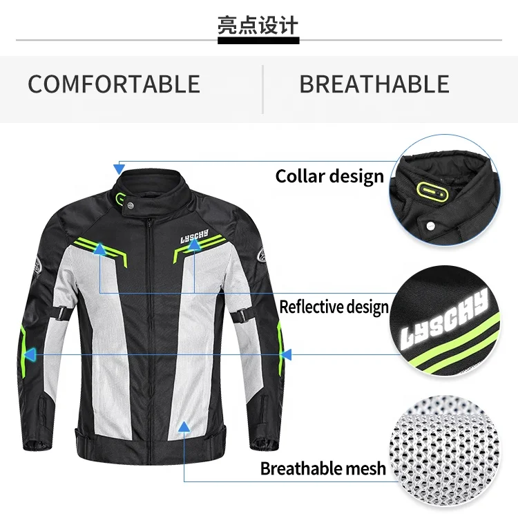 Summer Men Breathable Anti-Fall Motorcycle Racing Jersey Mesh Body Protection Motocross Riding Clothing Motorbike Bike Jacket