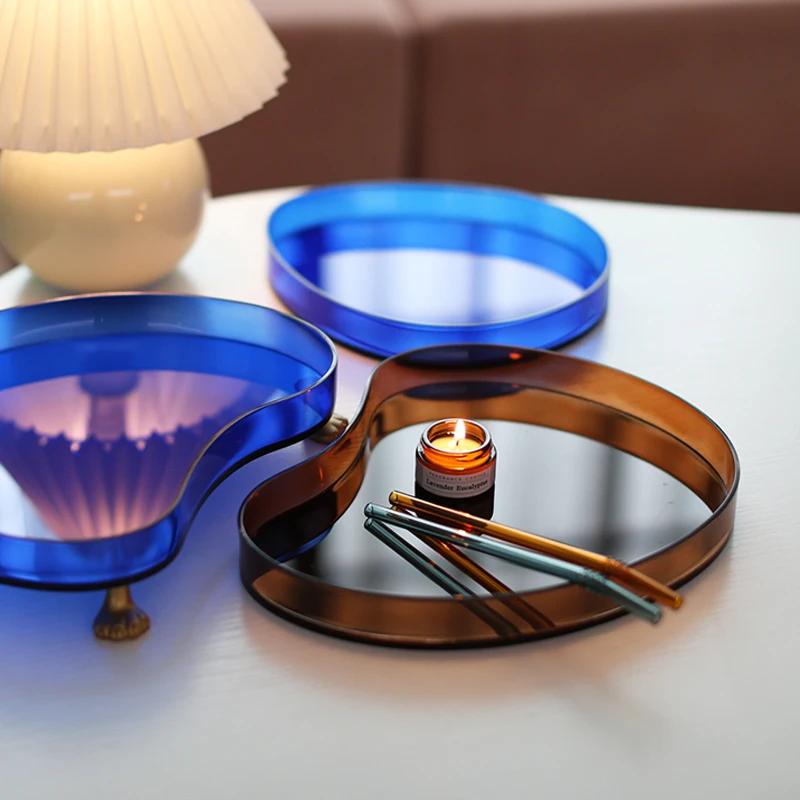 Home hotel restaurant luxury acrylic serving trays wholesale custom small round acrylic tray