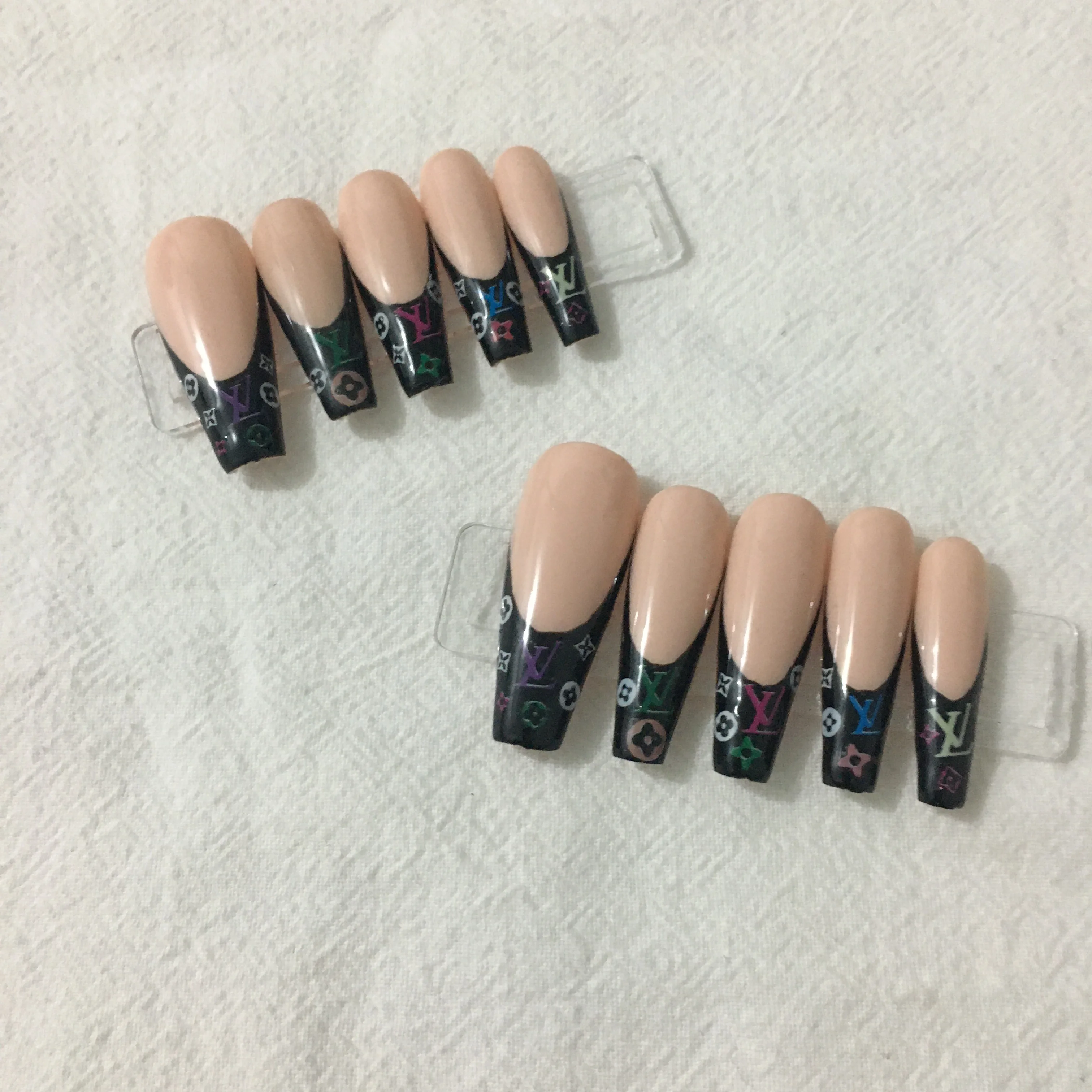 H-263  New Design Wholesale Hand Made press on false nails Brand Logo Custom nails