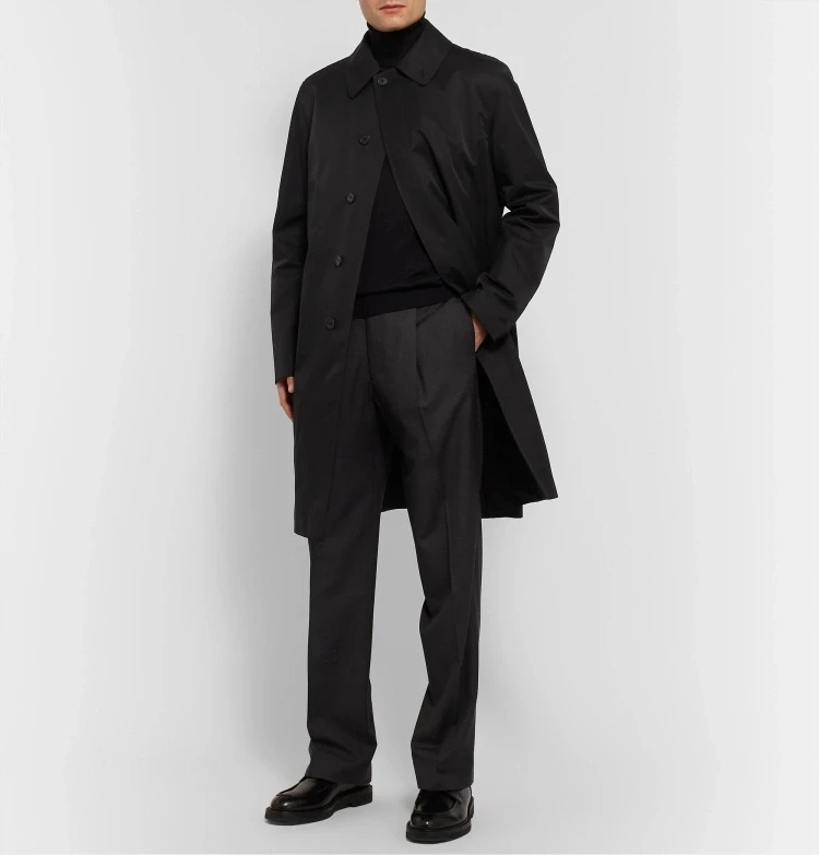 Custom Men Tech Cotton Oversized Trench Coat with Button Fastenings