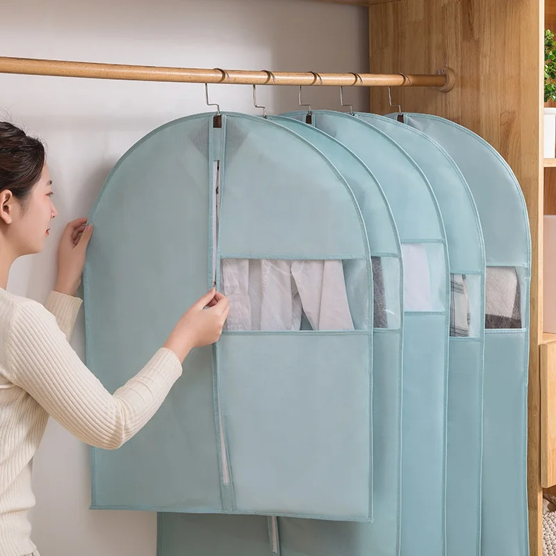 Wholesale Dust-proof Transparent Hanging Clothes Storage Bags Clear Garment Clothing Dust Cover Suit Bag