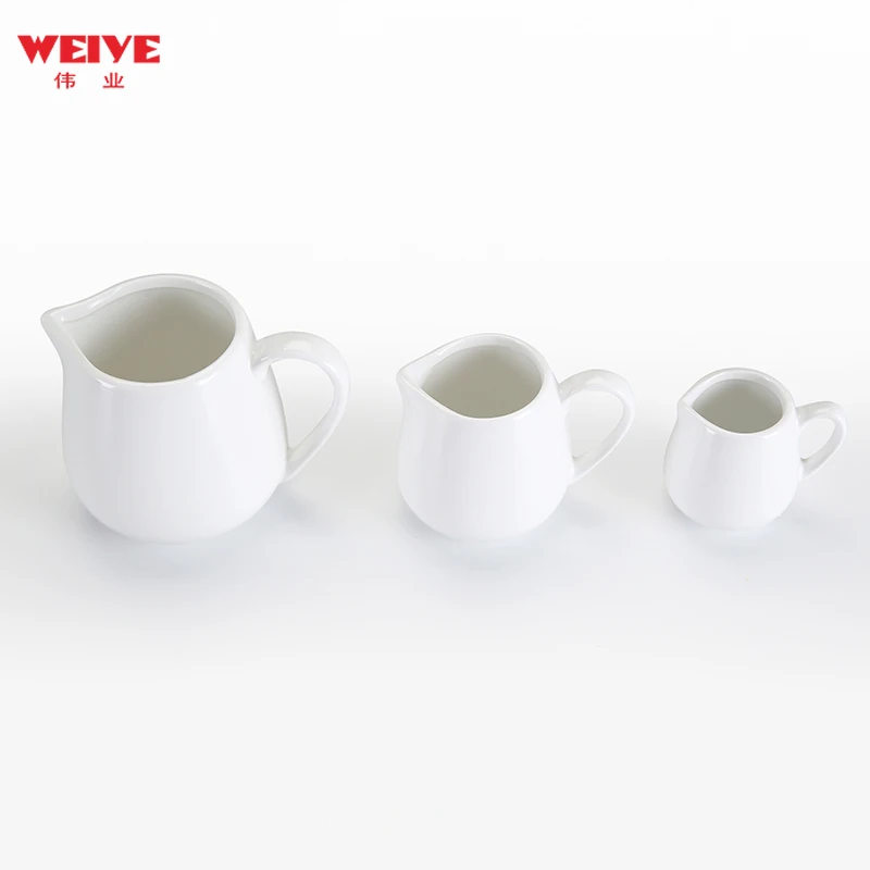 WEIYE  wholesale price multi-size white porcelain milk jug ceramic cup for hotel cafe