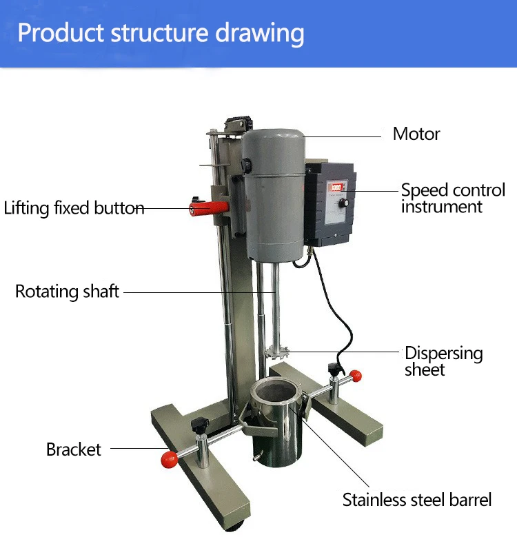 SS 304 Lab Paint Mixer Manual Laboratory High Speed Dispersing Mixer