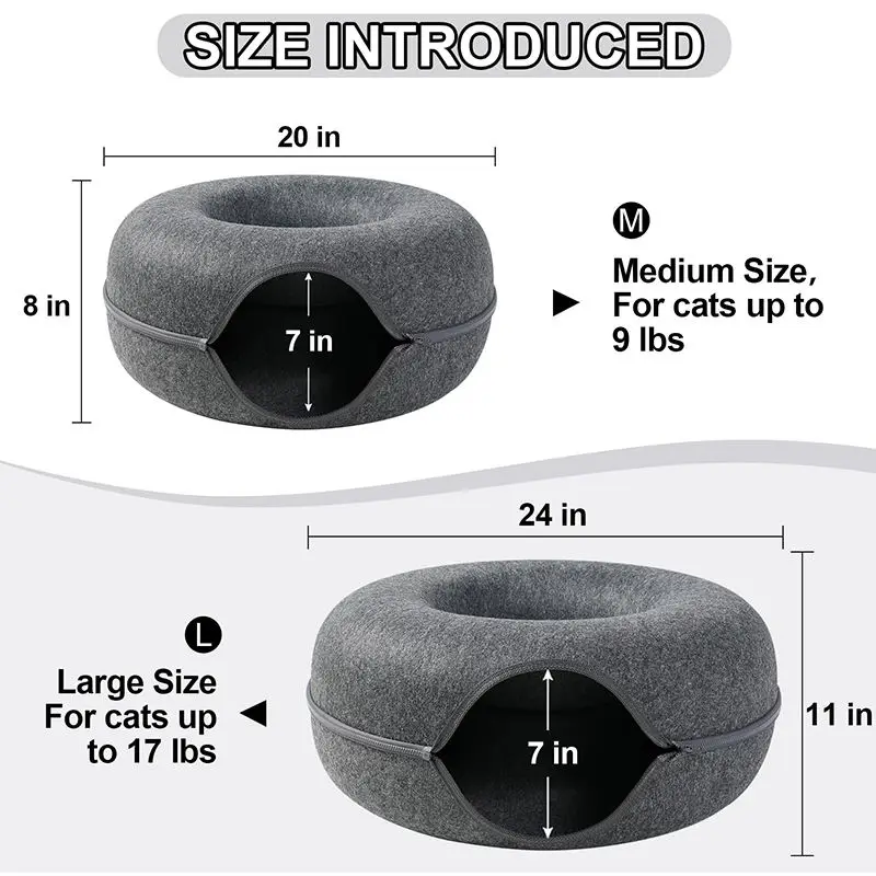 2024 new design felt five-pointed star tunnel pet bed cat nest removable for rest and play, universal for four seasons