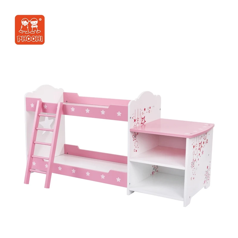 Children wooden toy American girl doll furniture 18 inch doll furniture Doll Bunk Bed with Changing Table