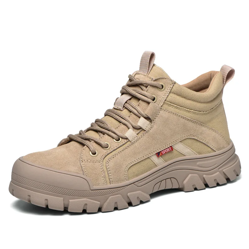 Нескользящие легкие защитные ботинки с стальным носком для рабочих, кожаные рабочие ботинки со стальным носком для мужской рабочей обуви