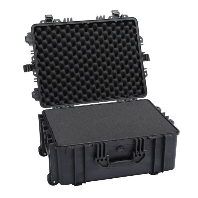 large storage trolley tool case waterproof tool box on wheels black plastic storage box