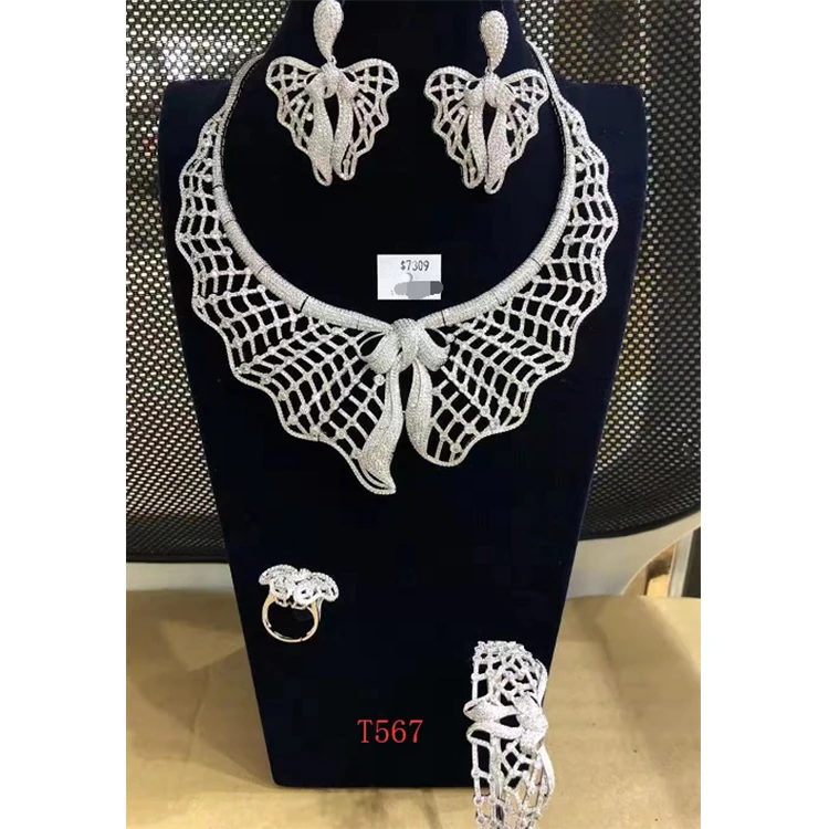Set-111 Xuping  women jewelry necklace set zircons paved bridal wedding set
