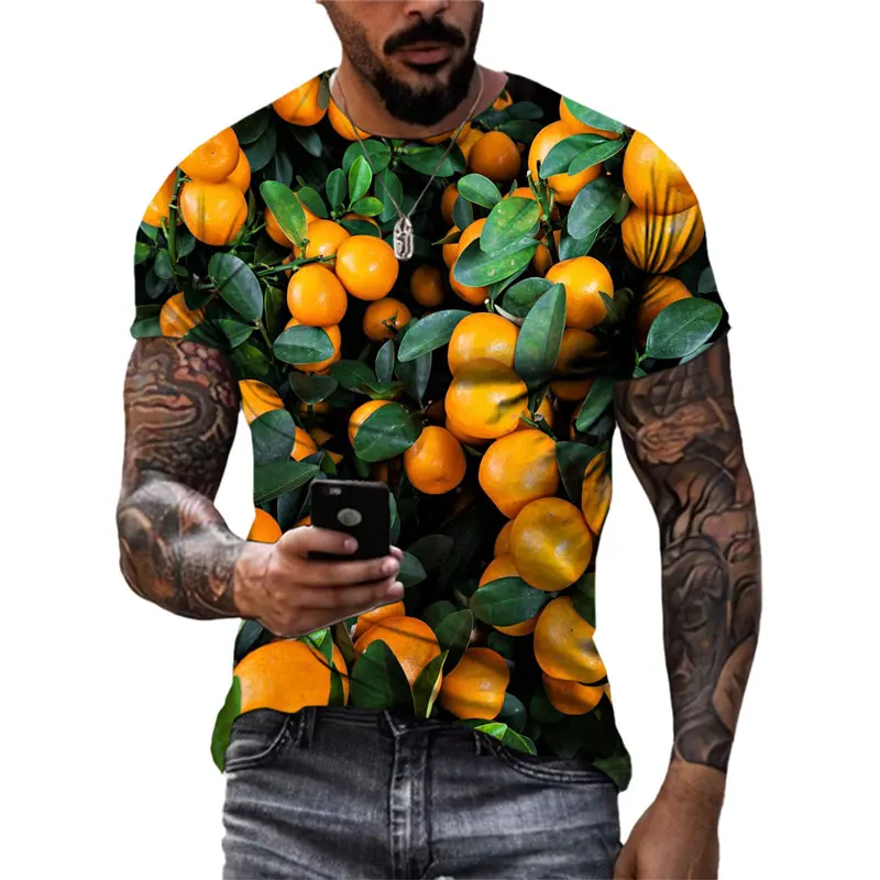 Fitspi Wholesale Fruits Vegetables Graphic T Shirts Men Summer Fashion Casual Funny 3d Printed O-neck Tees Top T-shirt Custom