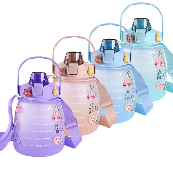 45Oz Kids Water Bottle With Sticker 1.3L Large Capacity Big Belly Water Bottles Tomatodos Kawaii For Children