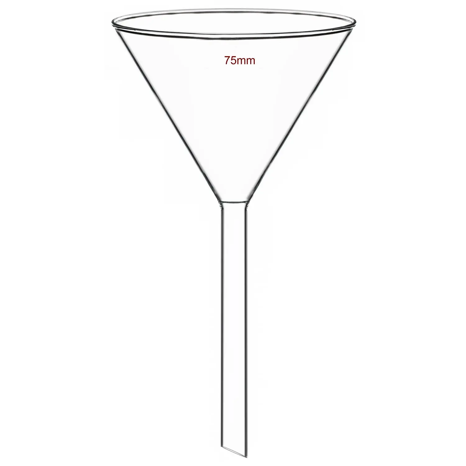 Cheap price lab glassware conical glass funnel borosilicate glass funnel 75mm
