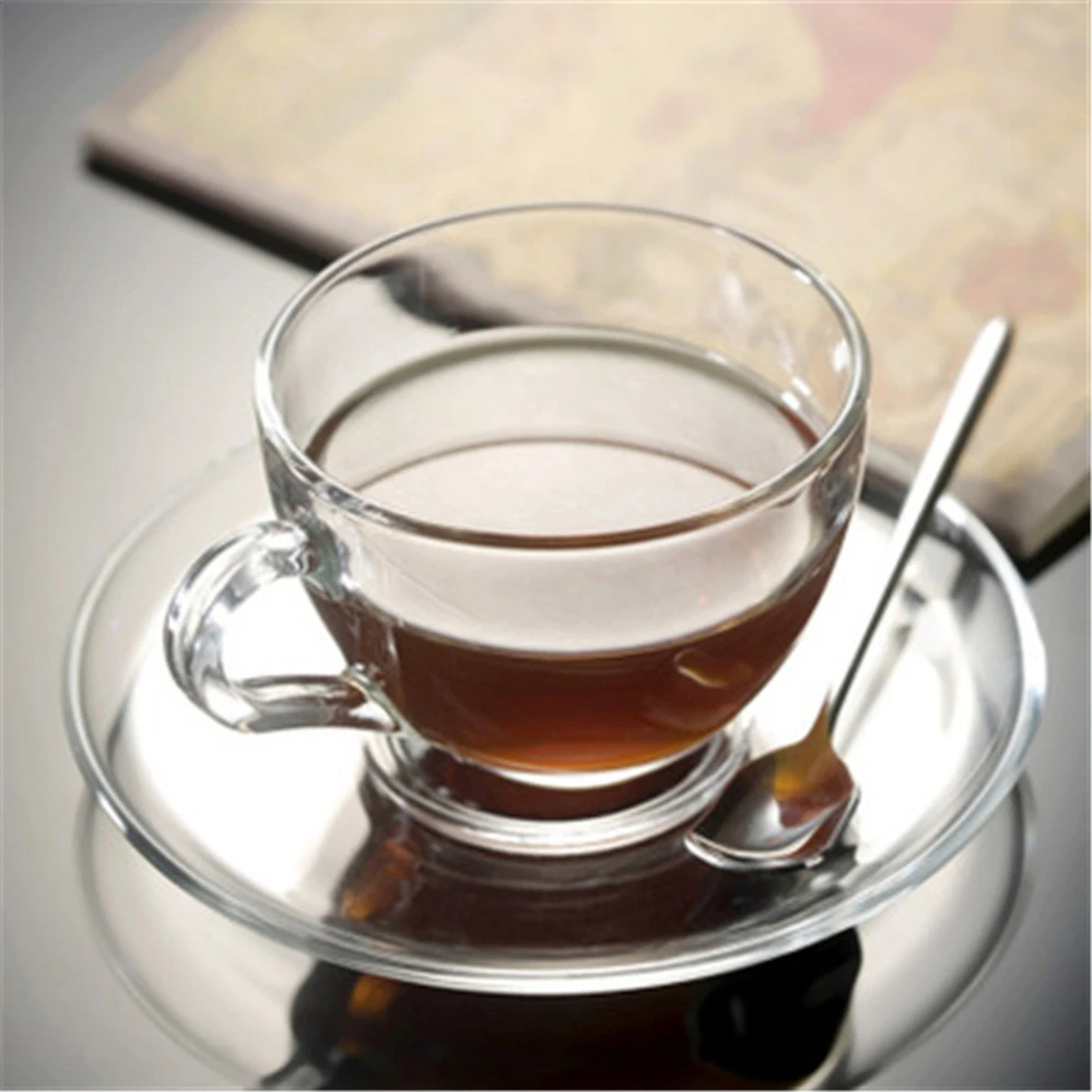 Hot Selling Custom Wholesale Christmas Gifts Glass Tea Cups and Saucer For Tea Coffee Latte