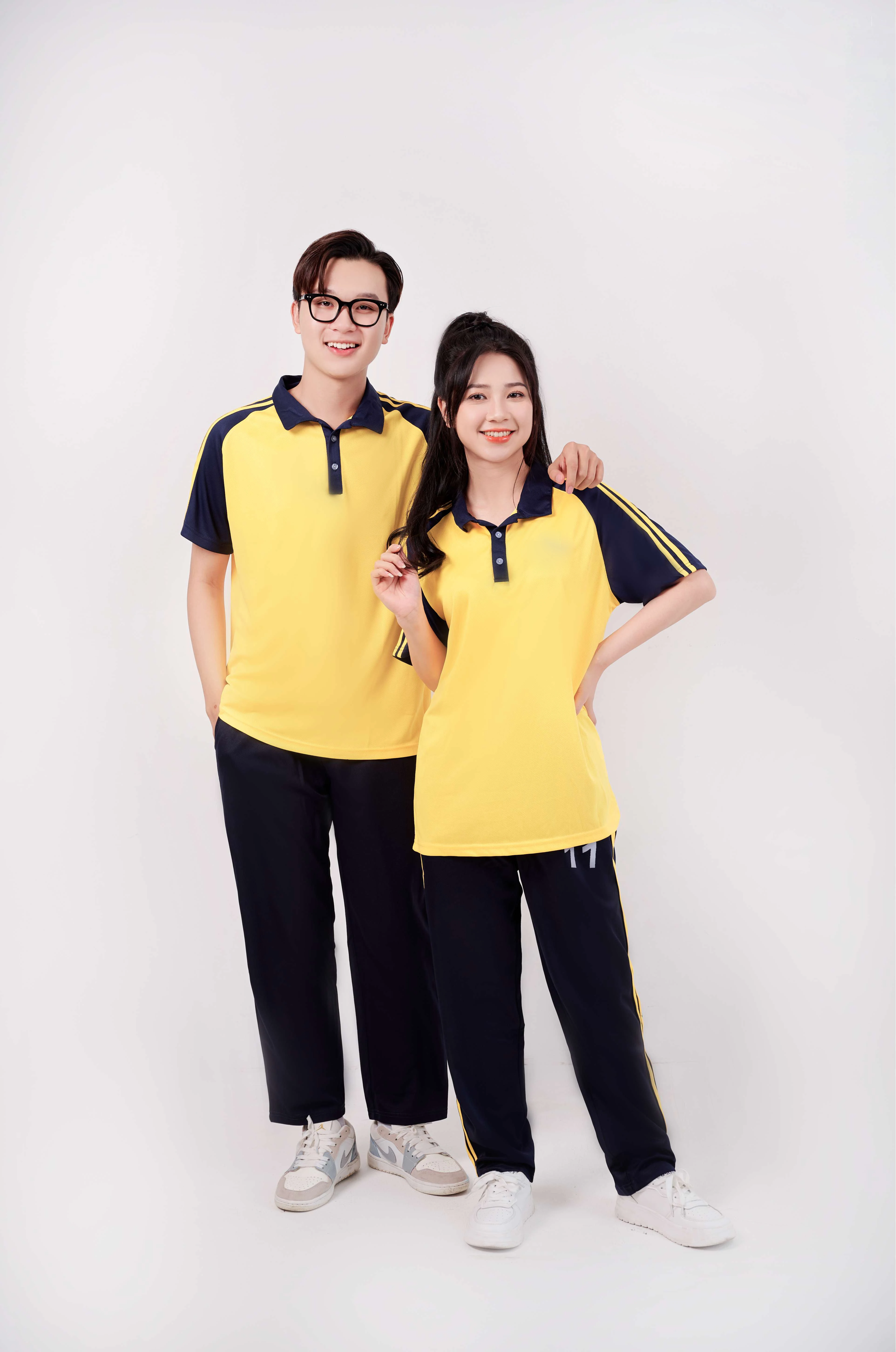 Student Sport Uniform Set-Short Sleeve Top Long Pants Comfortable Durable Fabric For School Activity & Physical Education Class